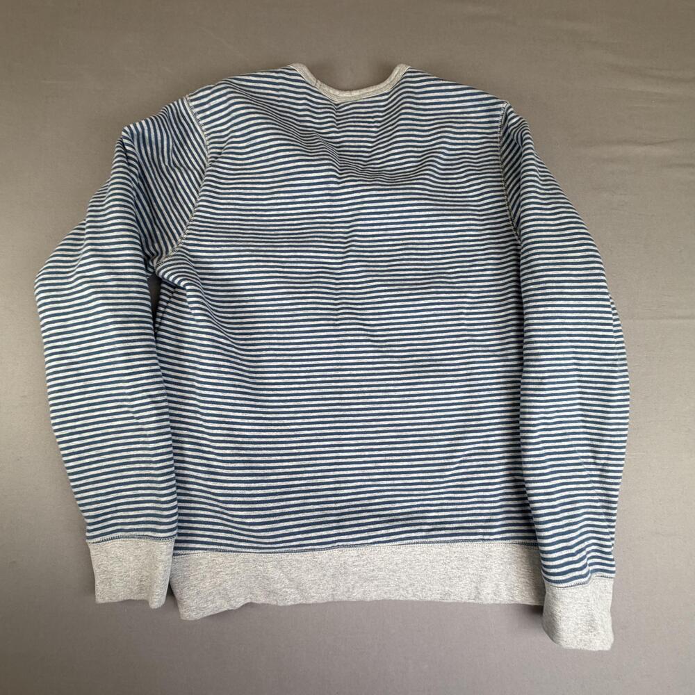 Lands' End Sweatshirt Mens Small Blue Striped Serious Sweats Pullover Fleece - Picture 6 of 11